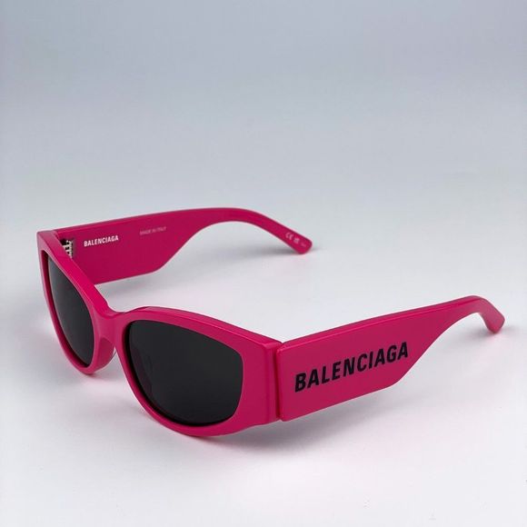 Balenciaga BB0258S 004 Sunglasses Pink Fuchsia Grey Oval Women - Picture 1 of 11